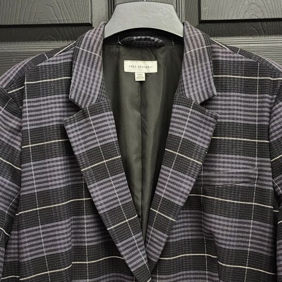 Free Assembly Long Sleeve Relaxed Fit Plaid Blazer Office Career Work Wear - Picture 7 of 16